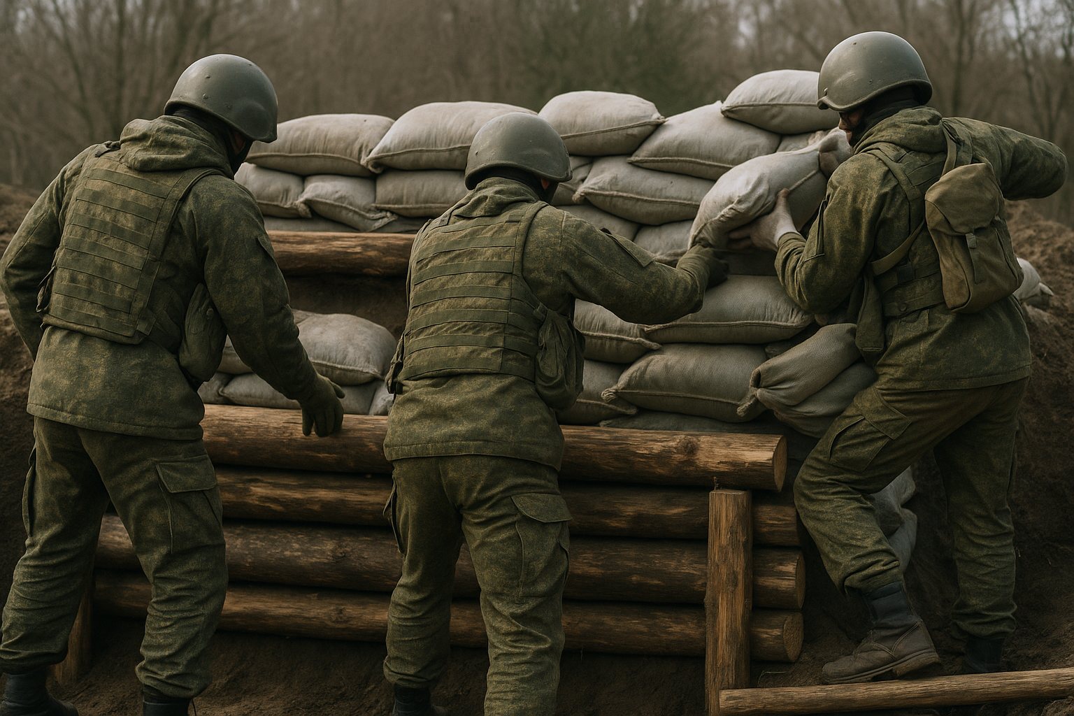 Возведение полевого укрепления