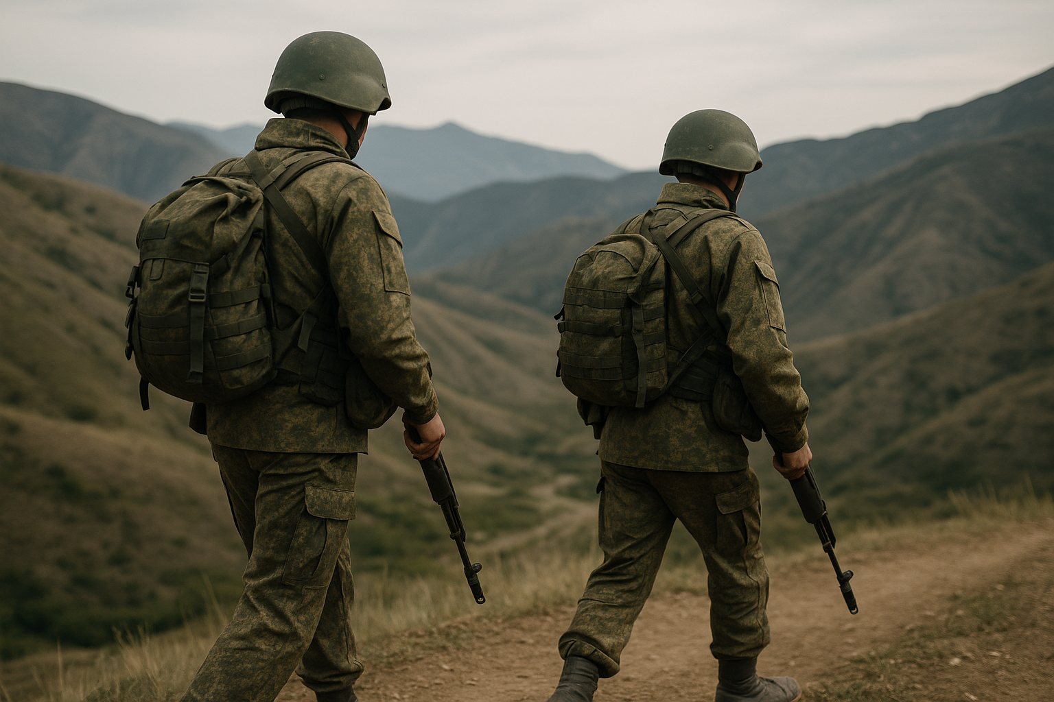 Военнослужащие на горном учебном полигоне